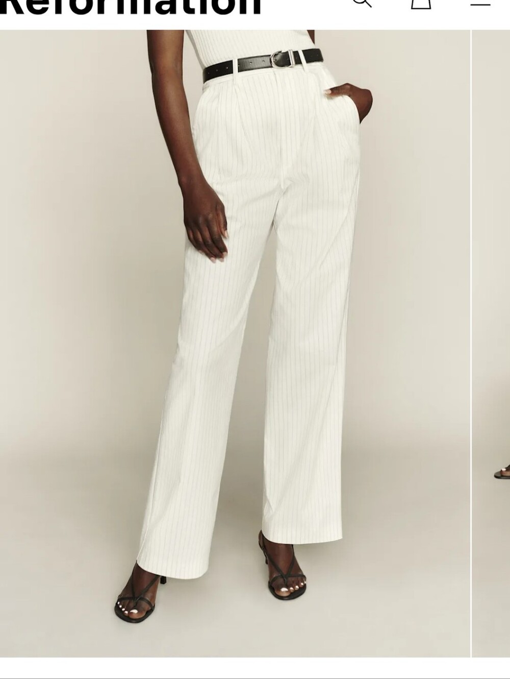 Reformation Oren Pant White Stripe - Size 8